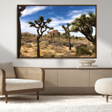 25722592-MGV-CV-36X24-Joshua Tree Desert Wall Art Canvas Print, Framed Southwestern Nature Art Picture Print, Rustic Earth Tones Perfect Southwestern