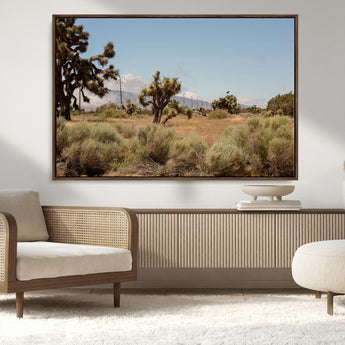 16114018-MGV-CV-36X24-Joshua Tree Wall Art Canvas Print, Framed Desert Landscape Art Picture Print, Mountain Horizon Perfect Southwestern Boho Decor