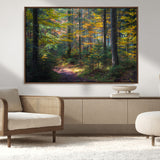 65810864-MGV-FC-36X24_Walnut-Autumn Forest Wall Art Canvas Print, Framed Fall Woodland Art Picture Print, Golden Leaves Perfect Rustic Farmhouse Decor Artwork