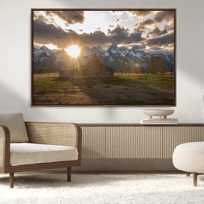 52555760-MGV-CV-36X24-Snowy Peaks Wall Art Canvas Print, Framed Nature Escape Art Picture Print, Rustic Charm Perfect Rustic Western Decor Artwork