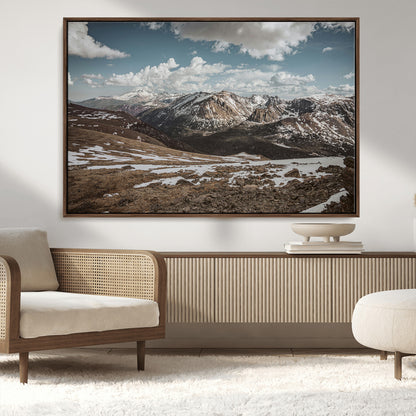 44565953-MGV-CV-36X24-Mountain Landscape Wall Art Canvas Print, Framed Snowy Peaks Art Picture Print, Rugged Highlands Perfect Rustic Adventure Decor