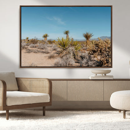 35156165-MGV-FC-36X24_Walnut-Joshua Tree Wall Art Canvas Print, Framed Desert Landscape Art Picture Print, Warm Earth Tones Perfect Southwestern Minimalist