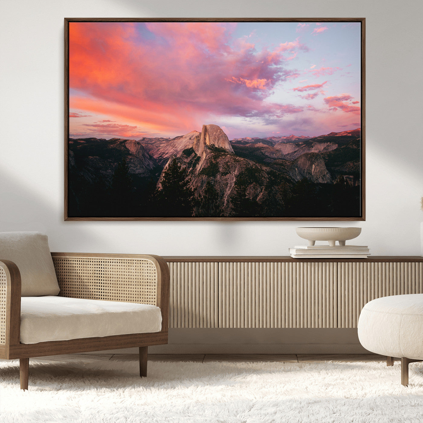 32786115-MGV-CV-36X24-Half Dome Wall Art Canvas Print, Framed Yosemite National Park Art Picture Print, Dramatic Sunset Perfect Adventurous Wilderness