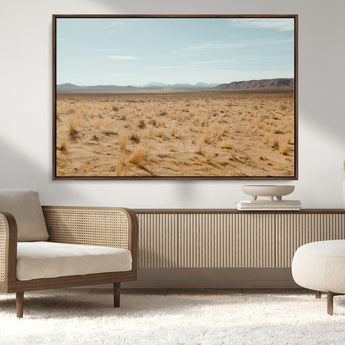 55918919-MGV-FC-36X24_Walnut-Desert Landscape Wall Art – Golden Grass Plains and Mountain Horizon Canvas Print, Southwest Nature Photography Decor for Living