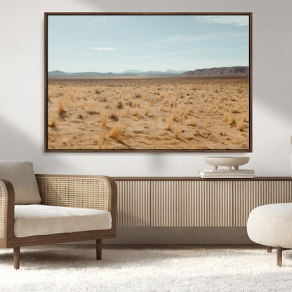55918919-MGV-FC-36X24_Walnut-Desert Landscape Wall Art – Golden Grass Plains and Mountain Horizon Canvas Print, Southwest Nature Photography Decor for Living
