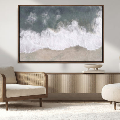 10072982-MGV-CV-36X24-Abstract Ocean Wave Wall Art – Coastal Beach Canvas Print, Minimalist Seascape Painting, Modern Ocean Inspired Artwork for Living