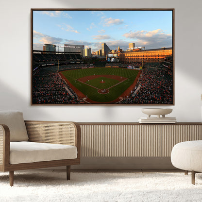 22285236-MGV-CV-36X24-Baseball Stadium Sunset – Panoramic Ballpark Canvas Wall Art, Sports Decor for Office, Man Cave, Game Room, Sports Bar, Baseball