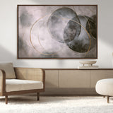 20066876-MGV-CV-36X24-Neutral Abstract Circle Wall Art – Modern Gray Beige Gold Canvas Print, Minimalist Geometric Painting for Bedroom, Living Room,