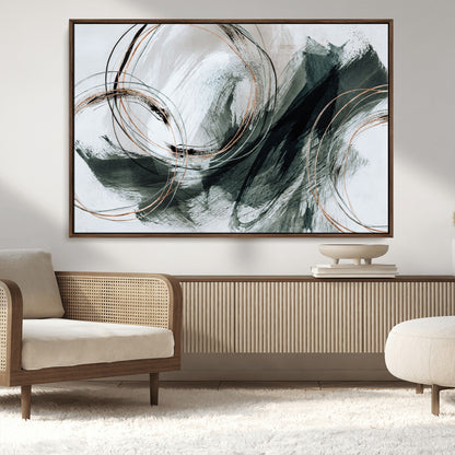 86583265-SEG-FC-90X60_Oversize_Oversize-Black and Gray Abstract Wall Art – Modern Copper Circle Canvas Print, Contemporary Minimalist Painting for Living Room, Bedroom,