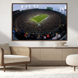 14387817-MGV-CV-36X24-Lambeau Field Stadium Wall Art – Green Bay Packers Game Day Canvas Print with Fireworks and Crowd – NFL Football Fan Man Cave