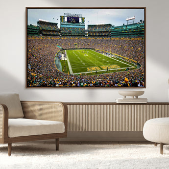 96617112-MGV-CV-36X24-Lambeau Field Wall Art – Green Bay Packers NFL Football Stadium Canvas Print – Game Day Crowd Sports Decor for Man Cave, Bar, or