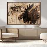83505059-MGV-CV-36X24-Majestic Moose Wall Art – Rustic Animal Canvas Painting – Wilderness Wildlife Decor with Earthy Tones for Cabin, Lodge, Farmhouse,