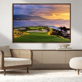 39644075-MGV-CV-36X24-Golf Course Wall Art – Coastal Sunset Canvas Print, Scenic Oceanfront Fairway Landscape Decor for Office, Man Cave, or Living Room