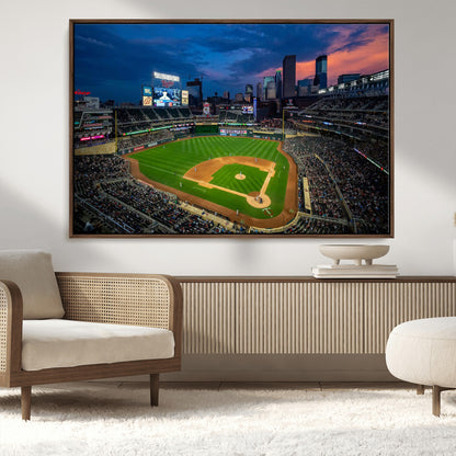 68222753-MGV-CV-36X24-Baseball Stadium Wall Art – Panoramic Night Game Canvas Print, Sports Decor for Man Cave, Office, Bar, or Living Room