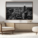 46578567-MGV-FC-36X24_Walnut-Atlanta Skyline Wall Art – Black and White Cityscape Canvas Print, Modern Urban Night Decor for Office, Living Room, or Apartment