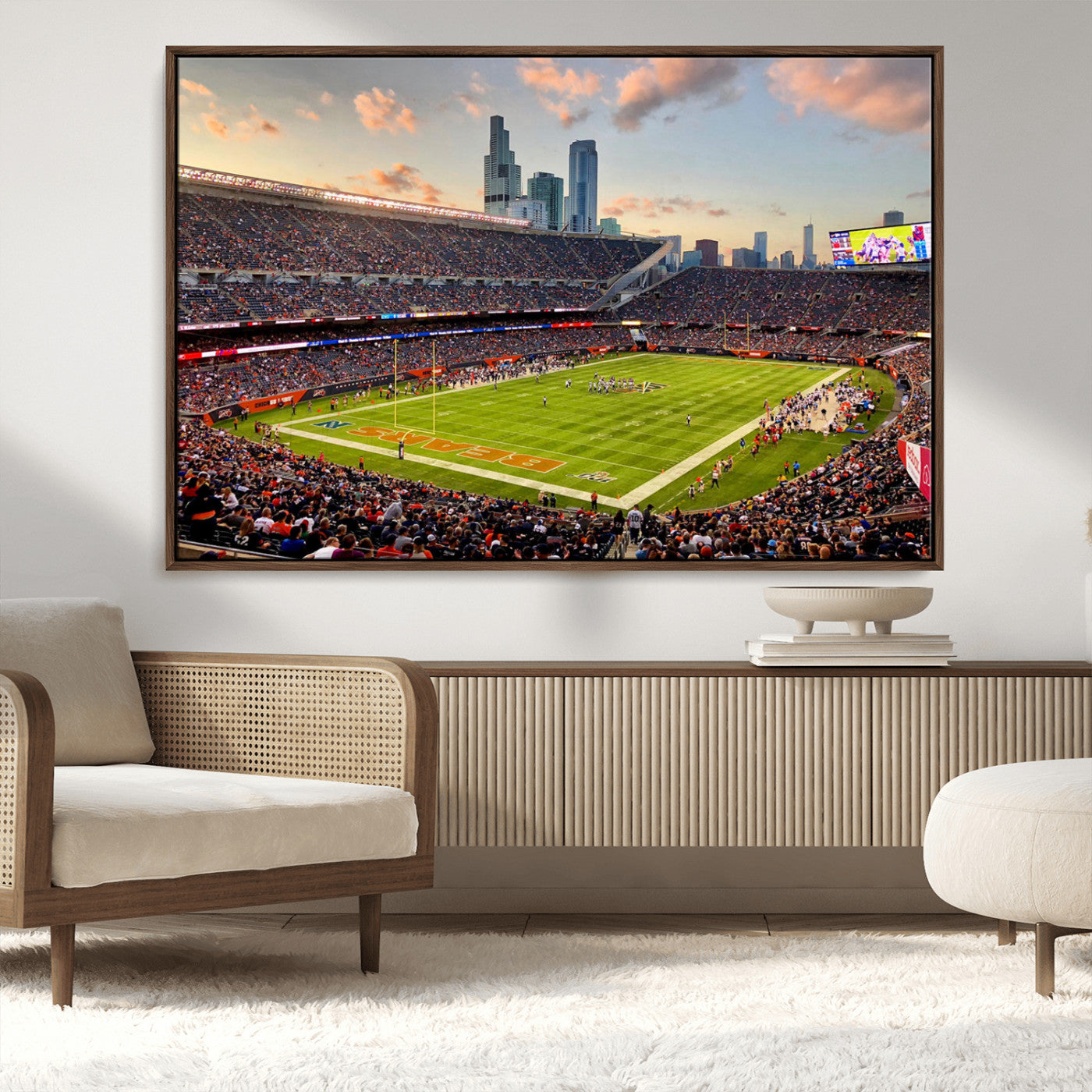 55377093-MGV-CV-36X24-Soldier Field Wall Art – Panoramic Chicago Bears Football Stadium Canvas Print, Game Day Sports Decor for Man Cave, Bar, Office,
