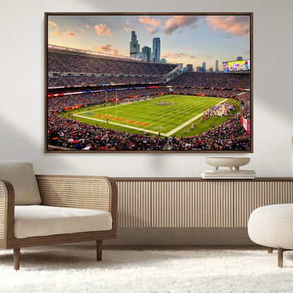 55377093-MGV-CV-36X24-Soldier Field Wall Art – Panoramic Chicago Bears Football Stadium Canvas Print, Game Day Sports Decor for Man Cave, Bar, Office,