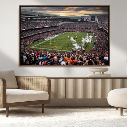 87578930-MGV-CV-36X24-Soldier Field Wall Art – Chicago Bears Football Stadium Sunset Canvas Print, Game Day Sports Decor for Man Cave, Bar, Office, or