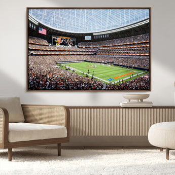 32530647-MGV-CV-36X24-Chicago Bears Stadium Wall Art – Futuristic Dome Arena Canvas Print, Modern Football Concept Design Decor for Man Cave, Bar, or