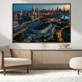36690345-MGV-CV-36X24-Soldier Field Wall Art – Chicago Bears Stadium Aerial Night Canvas Print, City Skyline Football Decor for Living Room, Office, or