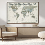 10693204-MGV-CV-36X24-Little By Little One Travels Far Tolkien Quote Blue Green World Map Adventure Wall Art Canvas Print Rustic Wanderlust Travel Decor