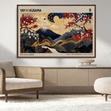 66892669-MGV-CV-36X24-Yayoi Kusama Japanese Inspired Canvas Print – Mt. Fuji & Floral Scene Wall Art, Framed Asian Style Canvas for Home, Office or