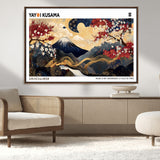 28945903-MGV-CV-36X24-Japanese Wall Art – Mount Fuji Canvas Print with Cherry Blossoms and Golden Wave Motifs, Traditional Asian Inspired Artwork for