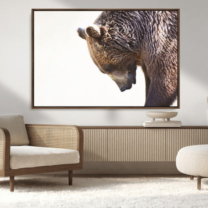 14405507-MGV-CV-36X24-Grizzly Bear Canvas Wall Art – Framed Wildlife Nature Decor, Large Brown Bear Profile Canvas Print for Living Room, Office, or