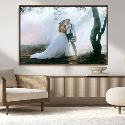 CSTM913-MGV-CV-36X24-Framed Wedding Canvas Print - Custom Wall Art Keepsake for Couples, Elegant Home Decoration Gift, Create Your Own Photo Canvas