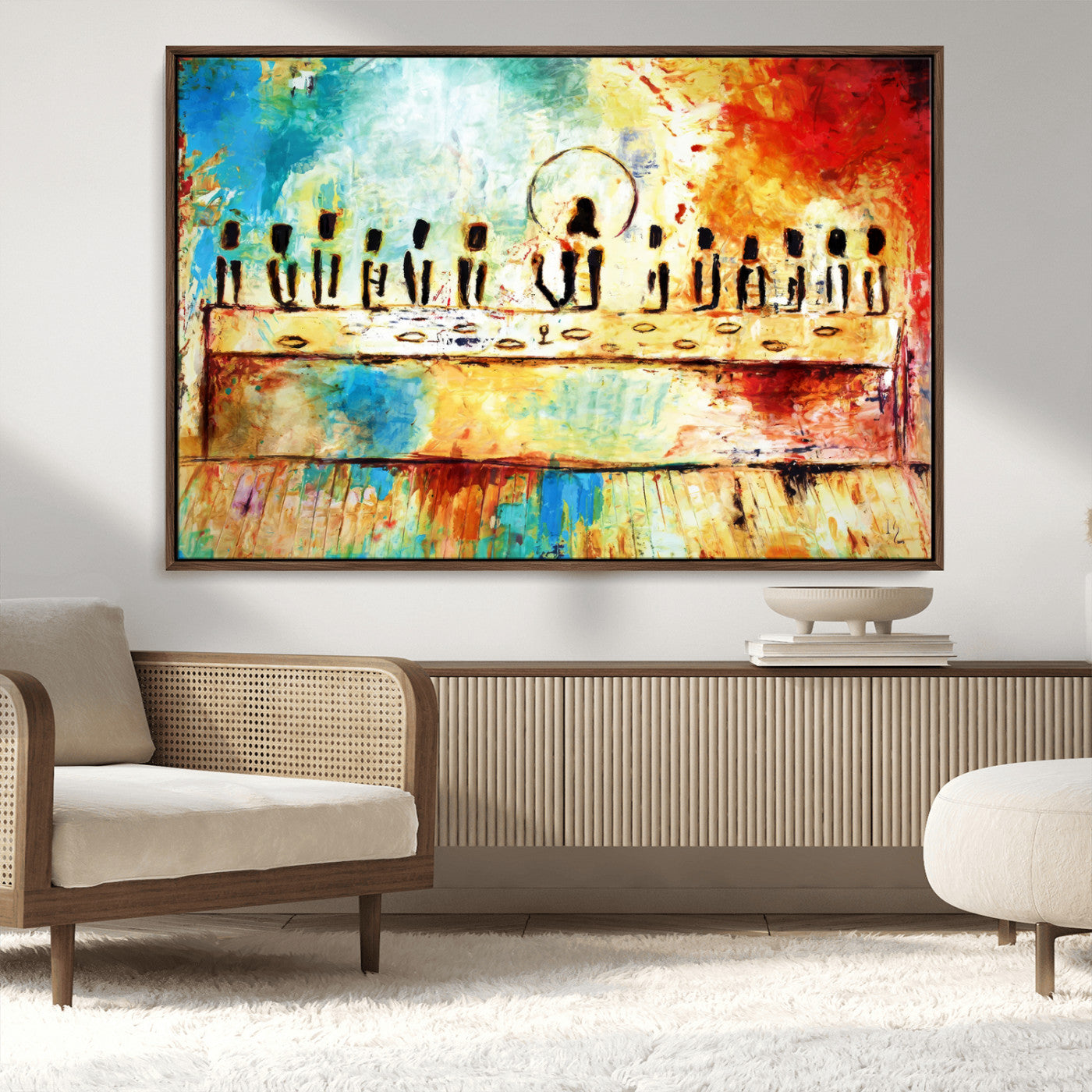 YKE34632598CR-MGV-CV-36X24-Abstract Last Supper with Apostles Wall Art Canvas Print