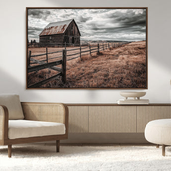 70676381-MGV-CV-36X24-Rustic Barn Wall Art – Weathered Farmhouse Canvas Print, Country Landscape Photography Decor for Bedroom, Living Room, Office,