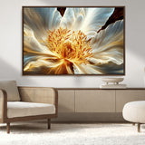 20862576-MGV-CV-36X24-Golden Abstract Flower Canvas Wall Art – Modern Botanical Bloom Print, Elegant Floral Artwork for Living Room, Bedroom, Office