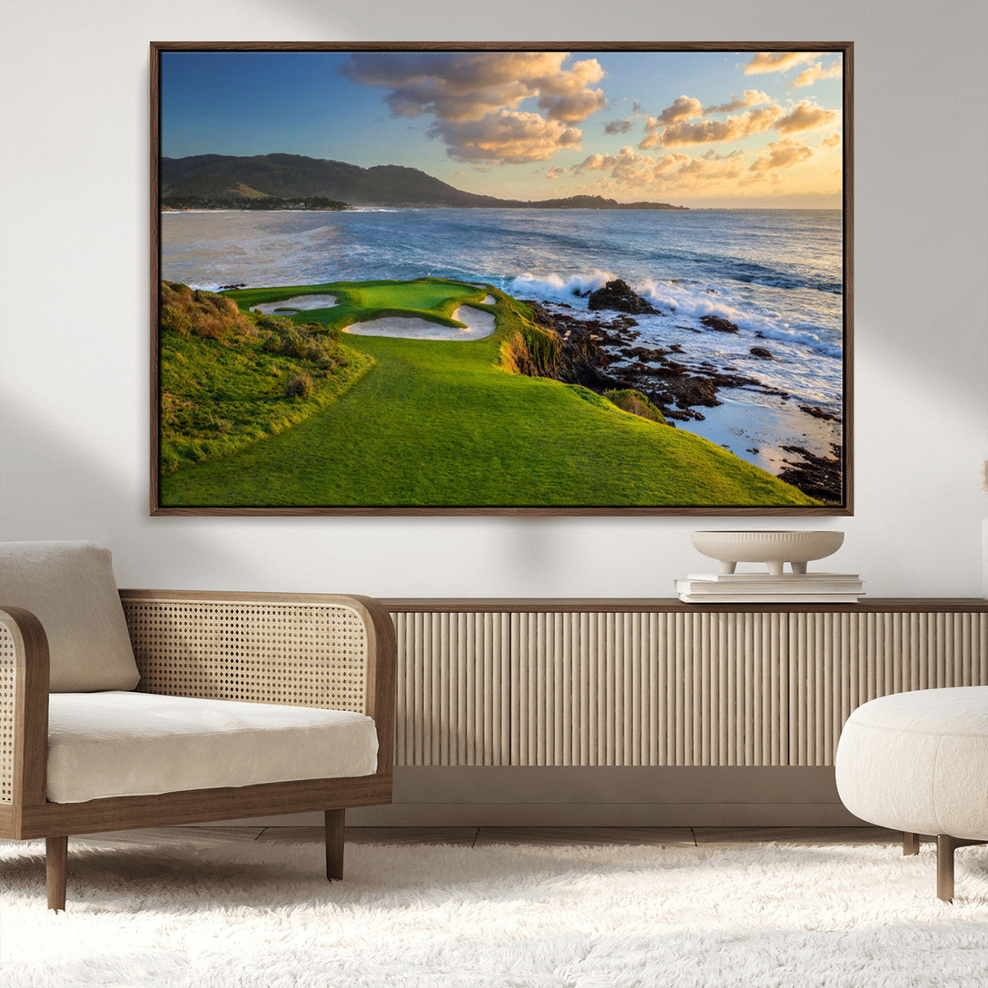 67486665-MGV-CV-36X24-Golf Course Wall Art – Pebble Beach Oceanfront Canvas Print, Coastal Fairway Photography Sports Decor for Living Room, Office, Man