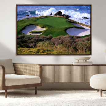 22776914-MGV-CV-36X24-Golf Course Wall Art – Oceanfront Green Canvas Print, Coastal Pebble Beach Photography Sports Decor for Living Room, Office, Man