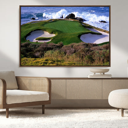 22776914-MGV-CV-36X24-Golf Course Wall Art – Oceanfront Green Canvas Print, Coastal Pebble Beach Photography Sports Decor for Living Room, Office, Man