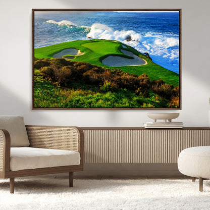 34181847-MGV-CV-36X24-Coastal Golf Course Wall Art – Panoramic Ocean Fairway Canvas Print, Scenic Sports Photography Decor for Office, Man Cave, Living