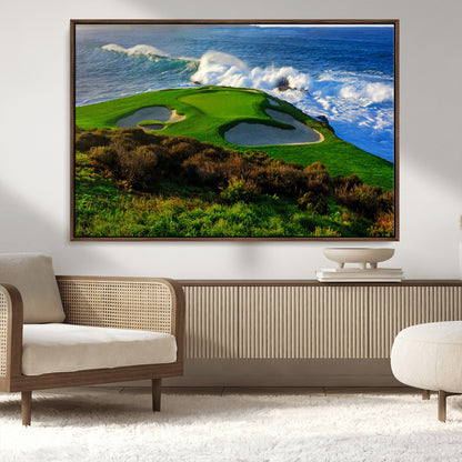 13644055-MGV-CV-36X24-Golf Wall Art – Oceanfront Green Canvas Print, Scenic Coastal Course Photography Decor for Bedroom, Living Room, Office, Sports