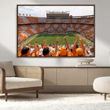 76011417-MGV-CV-36X24-Tennessee Volunteers Wall Art – Neyland Stadium Checkerboard Crowd Canvas Print, Vols Football Game Day Fan Perspective Sports