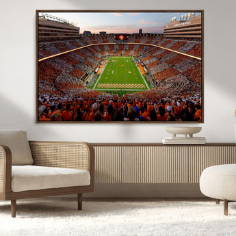 37160229-MGV-CV-36X24-Tennessee Volunteers Wall Art – Neyland Stadium Sunset Checkerboard Game Canvas Print, Vols Football Panorama Sports Decor