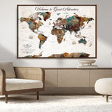 67029173-MGV-CV-36X24-Personalized World Map Wall Art – Colorful Vintage Adventure Travel Map with Custom Couple Names, Rustic Wall Decor for Home,