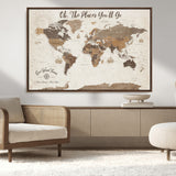 14140137-MGV-CV-36X24-Personalized World Map Wall Art – Vintage Nautical Adventure Map with Ships and Compass, Rustic Sepia Tones for Travel Lovers and