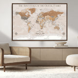 34289723-MGV-CV-36X24-Personalized World Map Wall Art – Elegant Beige and Brown Adventure Map Canvas Print for Family Home, Living Room, Study or Office