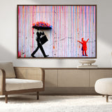 69505-MGV-FC-36X24_Walnut-Graffiti Girl Wall Art Canvas Print, Framed Urban Contrast Art Picture Print, Vibrant Graffiti Perfect Urban Pop Decor Artwork