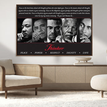 45112-MGV-CV-36X24-Black Icons Wall Art Canvas Print, Framed Thinker Art Picture Print, Motivational Quote Perfect Cultural Modern Decor Artwork