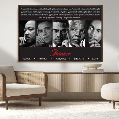 45112-MGV-CV-36X24-Black Icons Wall Art Canvas Print, Framed Thinker Art Picture Print, Motivational Quote Perfect Cultural Modern Decor Artwork