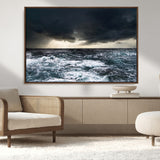 51359-MGV-CV-36X24-Stormy Ocean Wall Art Canvas Print, Framed Moody Seascape Art Picture Print, Ocean Storm Perfect Dramatic Coastal Decor Artwork