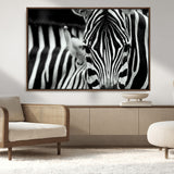43631-MGV-CV-36X24-Zebra Wall Art – Black & White Safari Wildlife Canvas Print, Modern Animal Photography Decor for Living Room, Office, or Bedroom