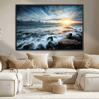 33428-MGV-CV-36X24-Ocean Sunrise Wall Art – Serene Seascape Canvas Print, Coastal Home or Office Decor, Perfect for Living Room, Bedroom, or Study