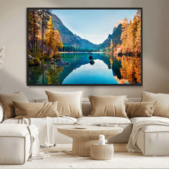 32962-MGV-CV-36X24-Mountain Lake Wall Art – Tranquil Autumn Landscape Canvas Print, Nature Reflection Decor for Living Room, Bedroom, Office or Cabin
