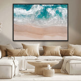 39236-MGV-CV-36X24-Ocean Beach Wall Art – Aerial View of Waves and Sand Canvas Print, Coastal Home Decor for Living Room, Bedroom, Office or Beach